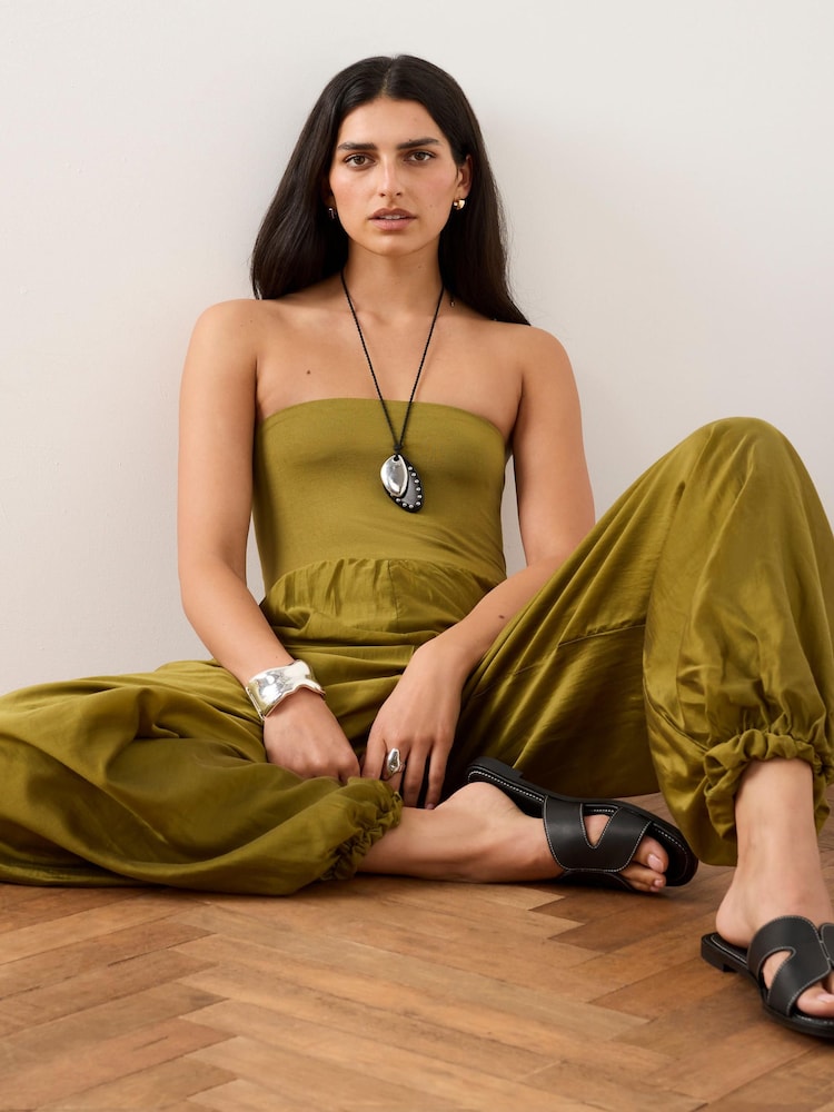 綠色 - Mint Velvet Jersey Bandeau Jumpsuit - 圖片 2/7