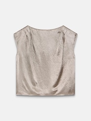 Mint Velvet Gold Metallic Satin Top - Image 6 of 7