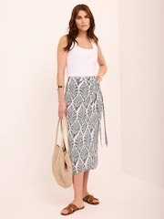 Mint Velvet Blue Printed Wrap Midi Skirt - Image 3 of 7