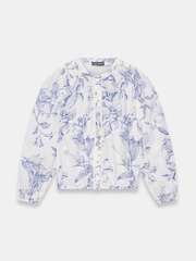 Mint Velvet Blue Cotton Floral Print Blouse - Image 6 of 7