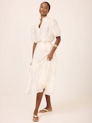 Mint Velvet White Embroidered Butterfly Detail Midi Skirt - Image 3 of 7