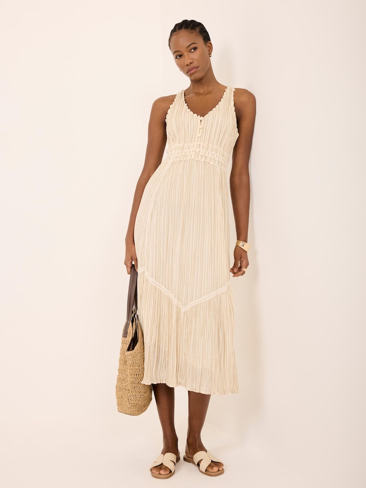 Mint Velvet Natural Striped Midi Dress - Image 1 of 8