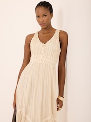 Mint Velvet Natural Striped Midi Dress - Image 3 of 8