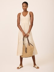 Mint Velvet Natural Striped Midi Dress - Image 4 of 8