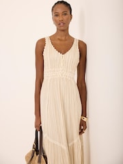 Mint Velvet Natural Striped Midi Dress - Image 5 of 8