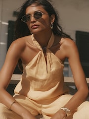 Mint Velvet Yellow Linen Halter Top - Image 2 of 8