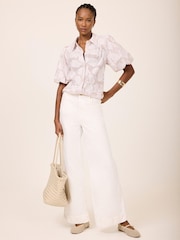 Mint Velvet Natural Cotton Jacquard Striped Shirt - Image 2 of 7