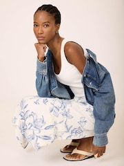 Mint Velvet Blue Floral Print Slip Skirt - Image 4 of 7