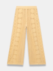 Mint Velvet Yellow Crochet Knit Trousers - Image 1 of 2
