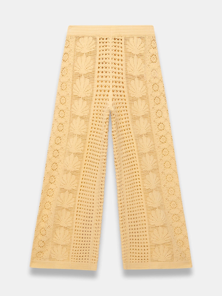 Mint Velvet Yellow Crochet Knit Trousers - Image 1 of 2
