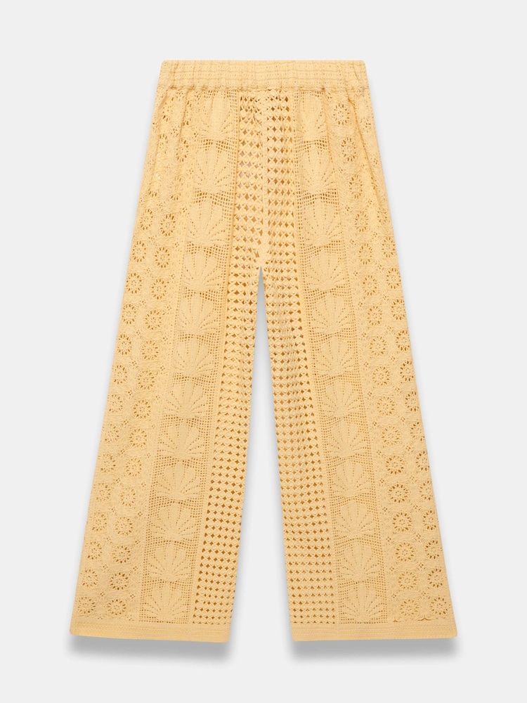 Mint Velvet Yellow Crochet Knit Trousers - Image 2 of 2