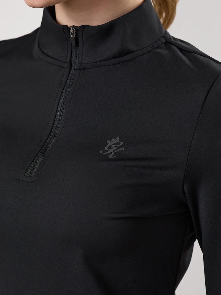 Gym King Black Victory Performance 1/4 Zip Funnel T-Shirt - Image 4 of 4