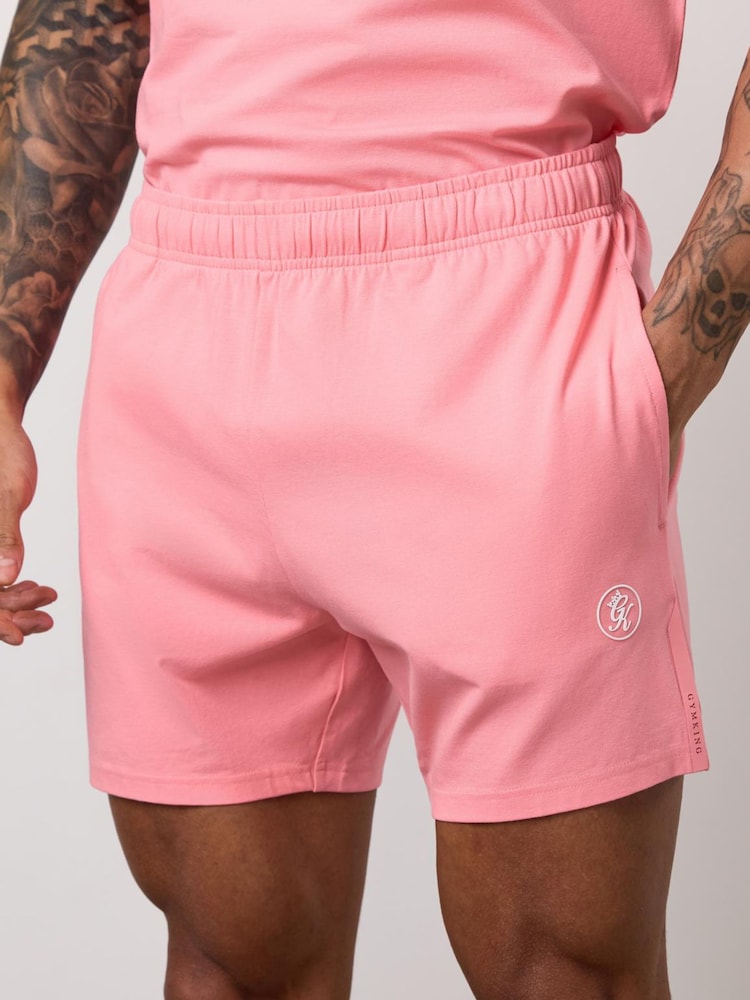 Gym King Pink Pro Logo Jersey 6 Inch Shorts - Image 3 of 3 Gym King Pink Pro Logo Jersey 6 Inch Shorts - Image 3 of 3
