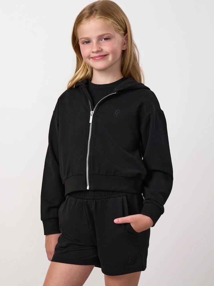 Gym King Black Mini Victory Boxy Full Zip Hoodie - Image 2 of 4 Gym King Black Mini Victory Boxy Full Zip Hoodie - Image 2 of 4