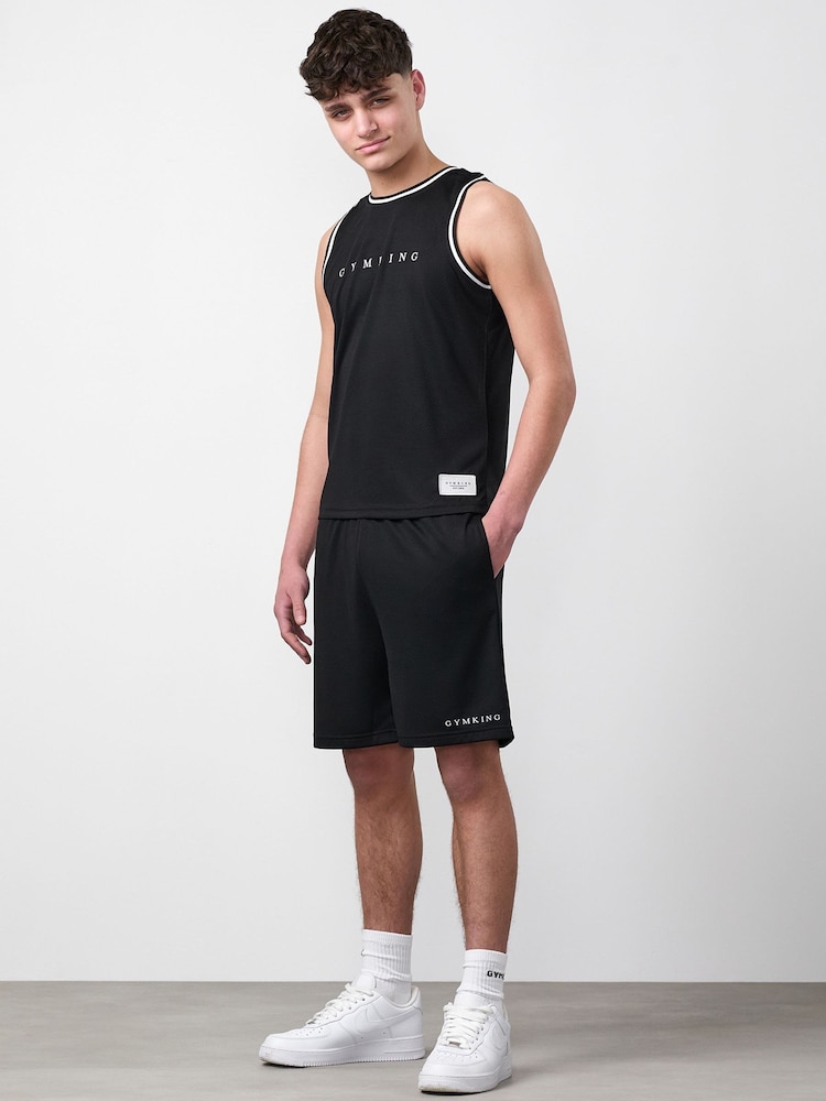 Gym King Black Mini Brooklyn Mesh Shorts - Image 1 of 3 Gym King Black Mini Brooklyn Mesh Shorts - Image 1 of 3