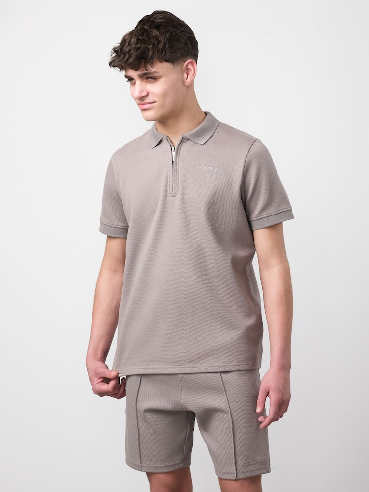 Gym King Grey Junior Portals Texture Polo Shirt - Image 3 of 3