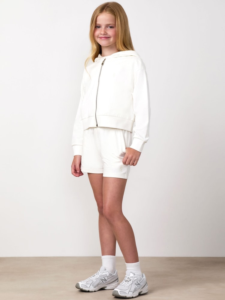 Gym King White Junior Victory Boxy Full Zip Hoodie - Image 1 of 4 Gym King White Junior Victory Boxy Full Zip Hoodie - Image 1 of 4