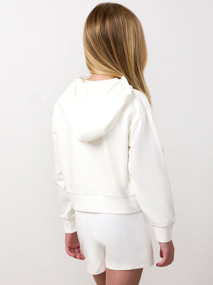 Gym King White Junior Victory Boxy Full Zip Hoodie - Image 2 of 4 Gym King White Junior Victory Boxy Full Zip Hoodie - Image 2 of 4