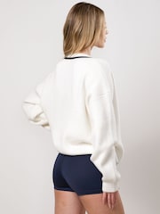 Gym King White Heritage V-Neck Knitted Crew Jumper - Image 2 of 3