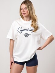 Gym King White Heritage Jersey Boyfriend T-Shirt - Image 3 of 4