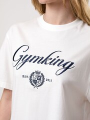 Gym King White Heritage Jersey Boyfriend T-Shirt - Image 4 of 4
