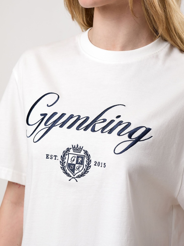 Gym King White Heritage Jersey Boyfriend T-Shirt - Image 4 of 4