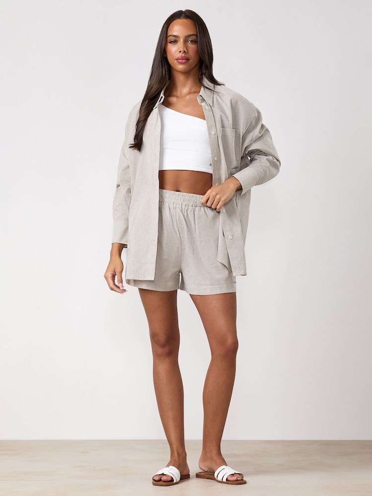 Gym King Brown Signature Poplin Stripe Shorts - Image 1 of 3