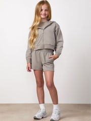Qəhvəyi - Gym King Mini Victory Boxy Full Zip Hoodie - 4şəkildən 1 şəkil