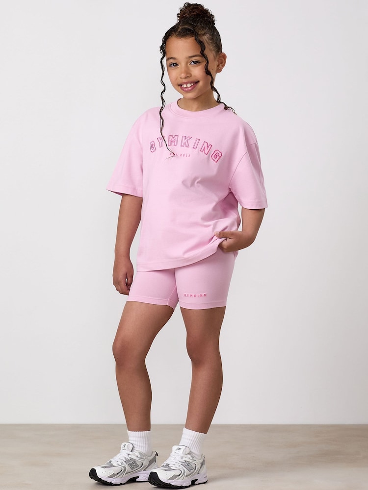 Ροζ - Gym King Junior Shadow Boyfriend T-Shirt - Εικόνα 1 από 3