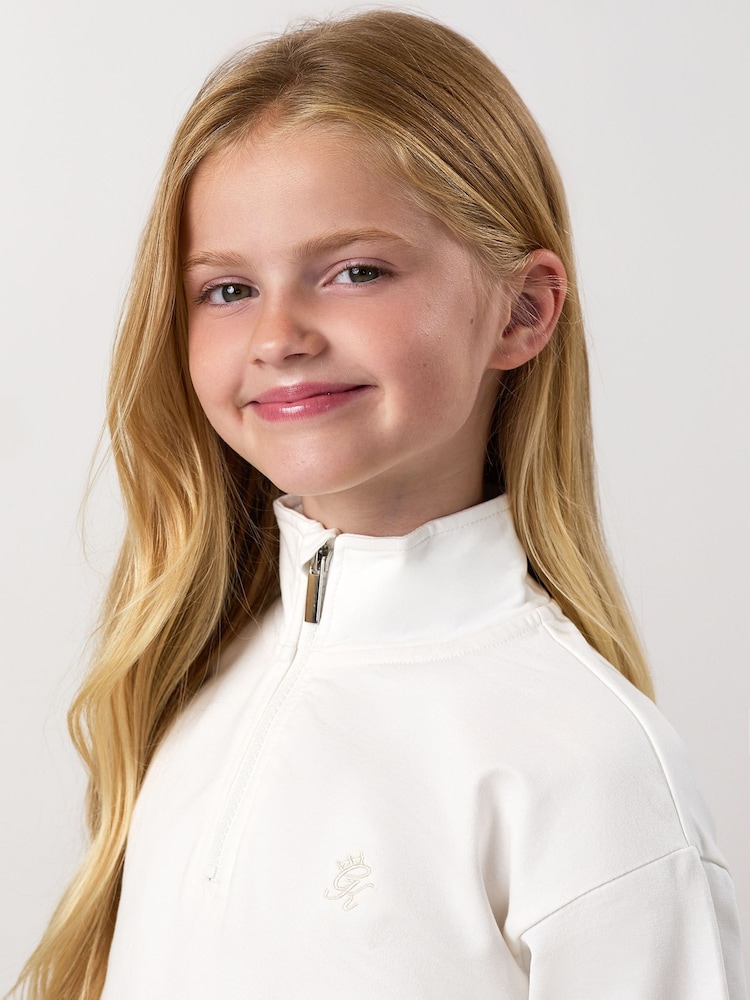 Gym King White Junior Victory Boxy 1/4 Zip Funnel Jumper - Image 4 of 4