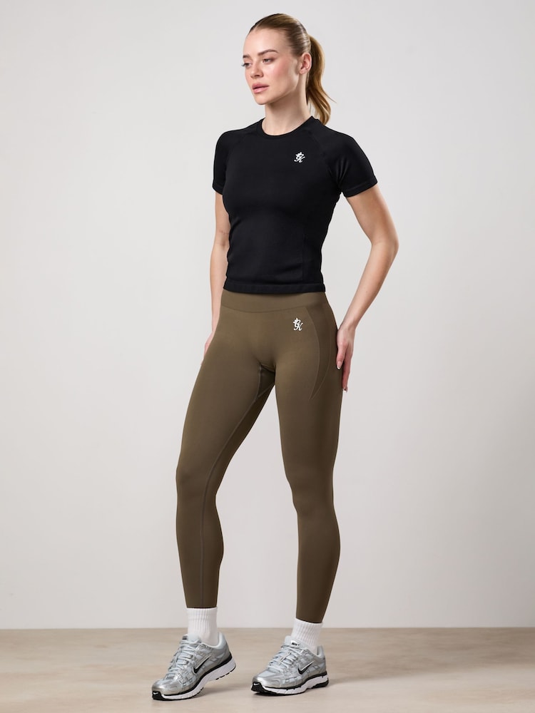 Gym King Brown Power Lightweight Seamless Leggings - Image 1 of 3 Gym King Brown Power Lightweight Seamless Leggings - Image 1 of 3
