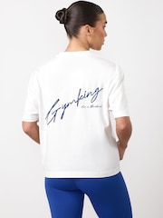 Gym King White Script Mindset Hip Length BF T-Shirt - Image 2 of 3