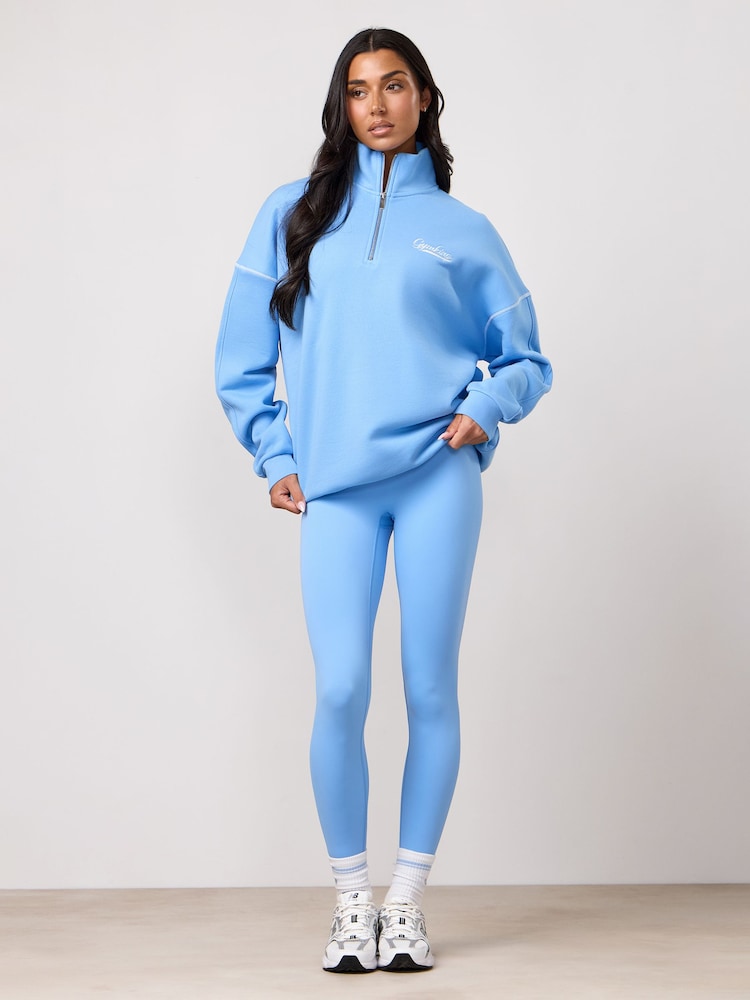 Gym King Blue Renew Flatlock 1/4 Zip Funnel Jumper - Image 1 of 3