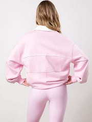 Gym King Pink Heritage Loopback Long Sleeve Polo Shirt - Image 2 of 3