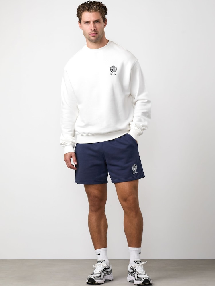 Gym King Blue Heritage Crest Loopback Shorts - Image 1 of 3