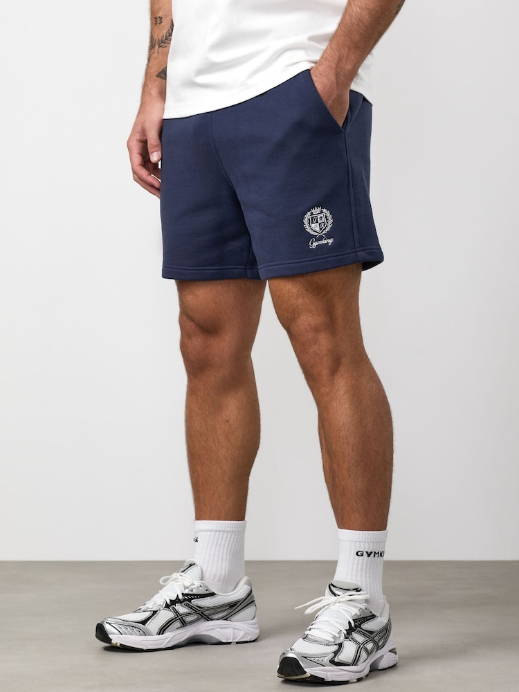Gym King Blue Heritage Crest Loopback Shorts - Image 3 of 3