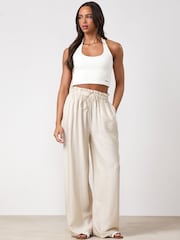 Gym King Cream Signature Woven Paper Bag Trousers - Image 1 of 3