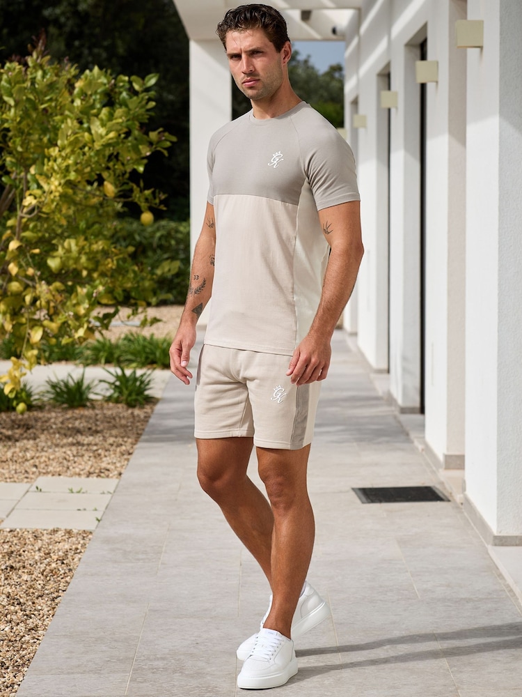 Gym King Brown Contrast Panel Jersey T-Shirt - Image 1 of 3