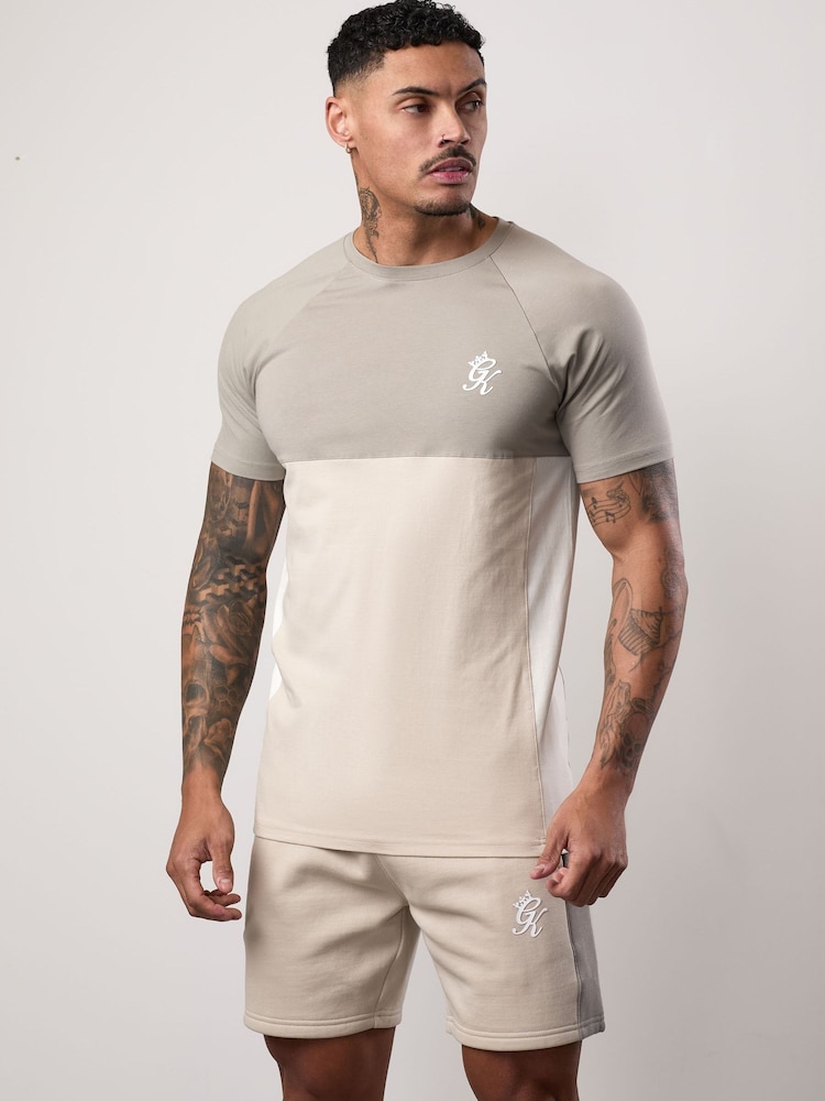 Gym King Brown Contrast Panel Jersey T-Shirt - Image 3 of 3