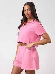 Gym King Pink Haze Loopback Collar Top - Image 3 of 3