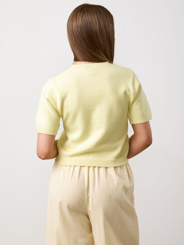 Gym King Yellow Junior Short Sleeve Knit Cardigan - Image 2 of 3