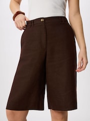 Whistles Brown Linen Bermuda Shorts - Image 3 of 4