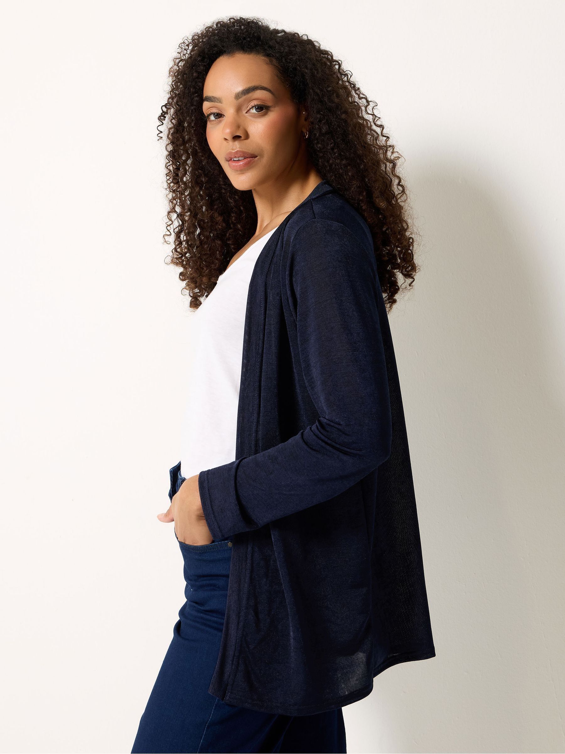 M & Co Women's Blue Plain Cardigan