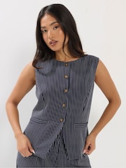 PixieGirl Petite Blue Pinstripe Vest & Wide Leg Trousers Set - Image 2 of 6