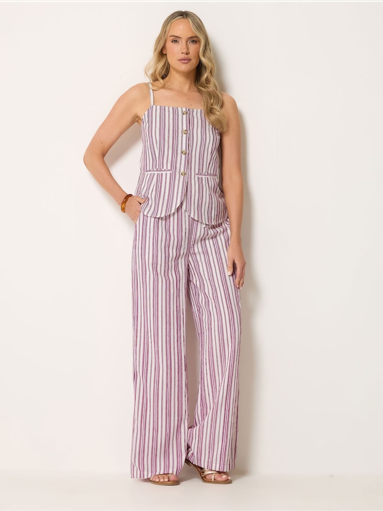 Long Tall Sally Purple/White Stripe Top & Trouser Set - Image 1 of 5