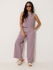 PixieGirl Petite Red Gingham Top & Wide Leg Trousers Set - Image 1 of 5