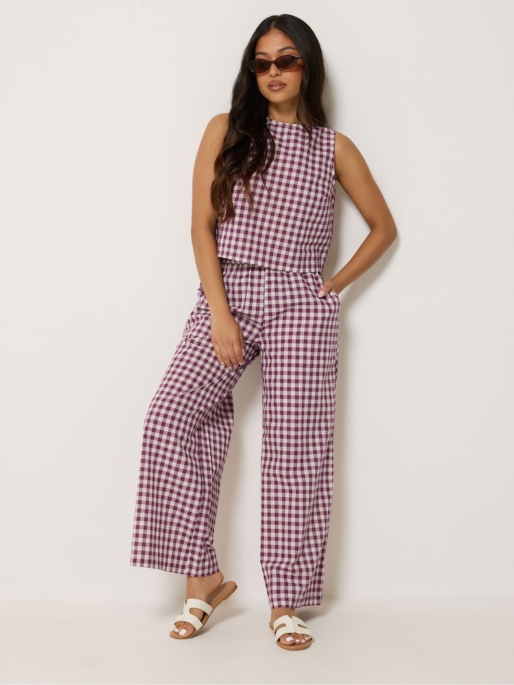 PixieGirl Petite Red Gingham Top & Wide Leg Trousers Set - Image 1 of 5 PixieGirl Petite Red Gingham Top & Wide Leg Trousers Set - Image 1 of 5