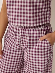PixieGirl Petite Red Gingham Top & Wide Leg Trousers Set - Image 4 of 5