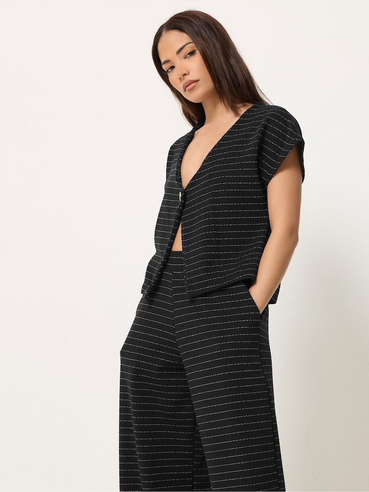 PixieGirl Petite Stripe Button Top & Wide Leg Trousers Set - Изображение 2 5