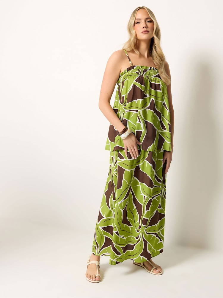 Long Tall Sally Green/Brown Palm Print Top & Skirt Set - Image 1 of 6 Long Tall Sally Green/Brown Palm Print Top & Skirt Set - Image 1 of 6